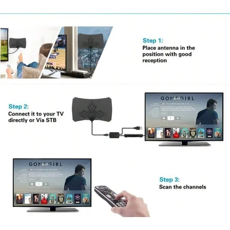 ​ ​ Antenna TV HD ad alto guadagno 4K - Antenna interna attiva Booster con spina UE con amplificatore di segnale ​ ​