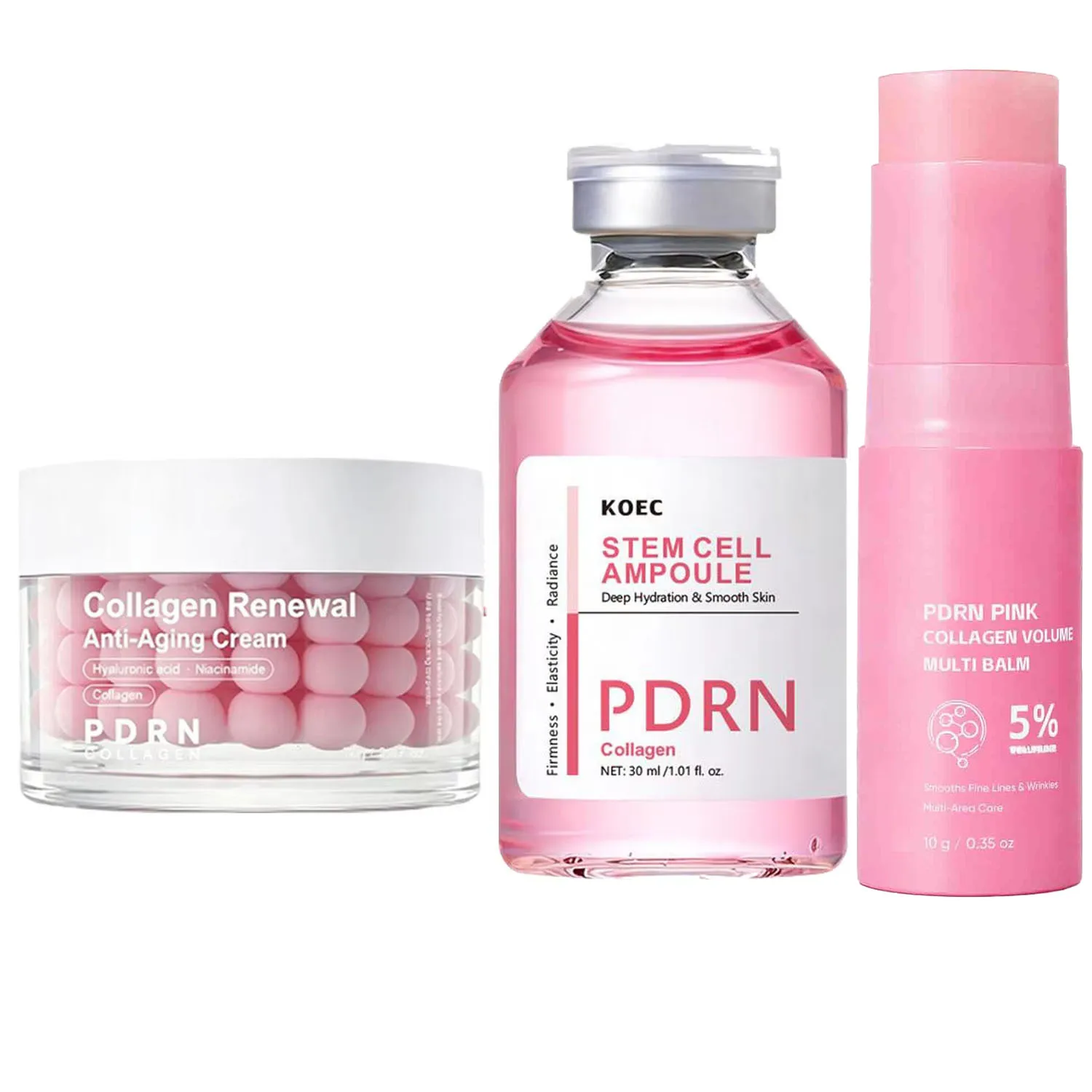 PDRN Pink Collagen Multi Balm Stick NAD+Serum+Feuchtigkeitscreme Gesichtscreme Hautbooster Kollagen Anti-Falten Gesichts- und Körperpflege Feuchtigkeitsspendend Straffend