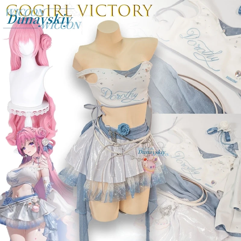 

Animee Dorothy Cosplay Costume New Sweet Beauty Group Song Dress Headwear Halloween Carnival Party Woman Dorothy Uniform