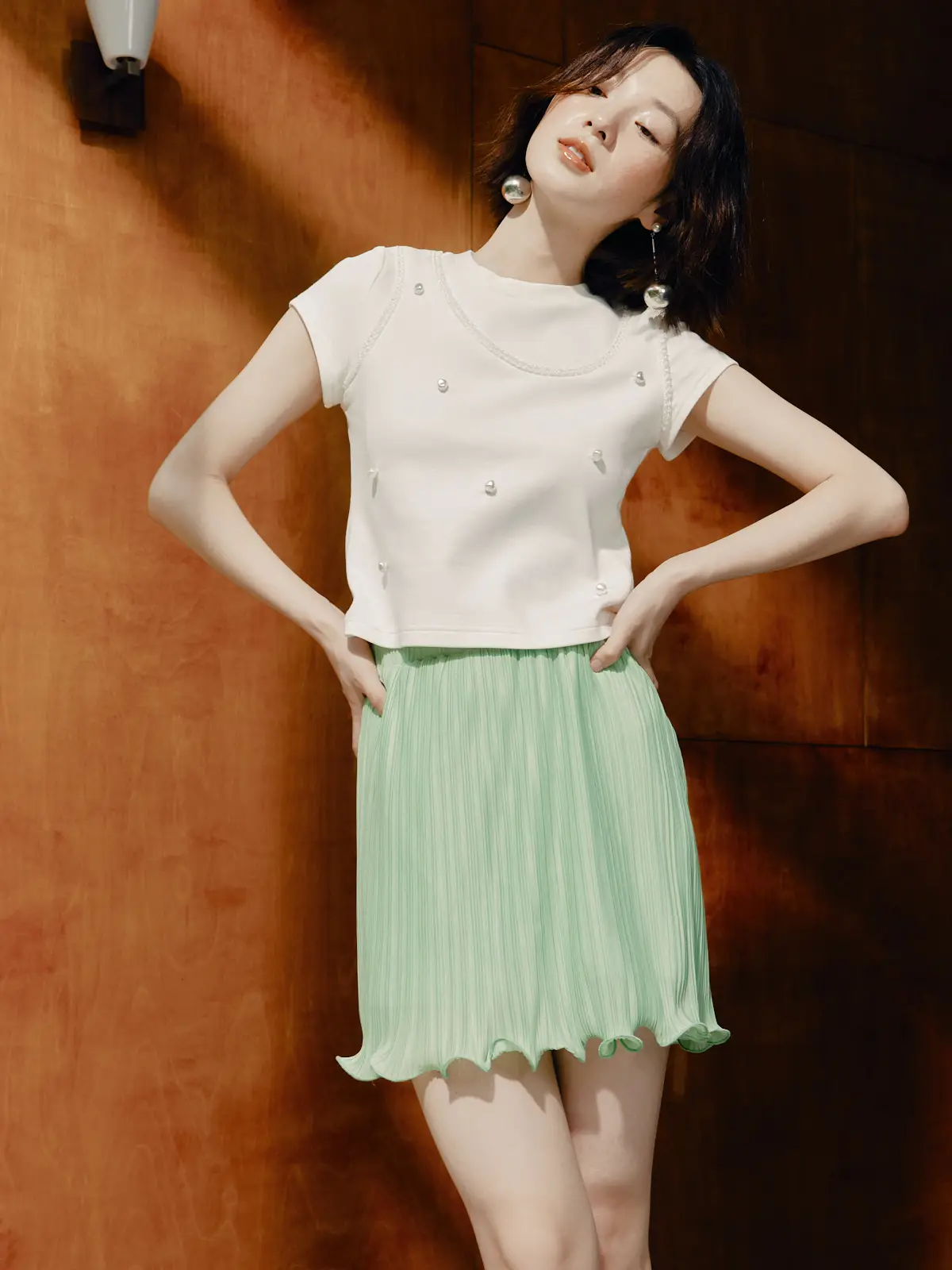 

Летняя универсальная футболка Pearl Baroque Sle от FrigidOrg, серия Little Forest, хлопковая, с коротким рукавом, круглым вырезом, топ