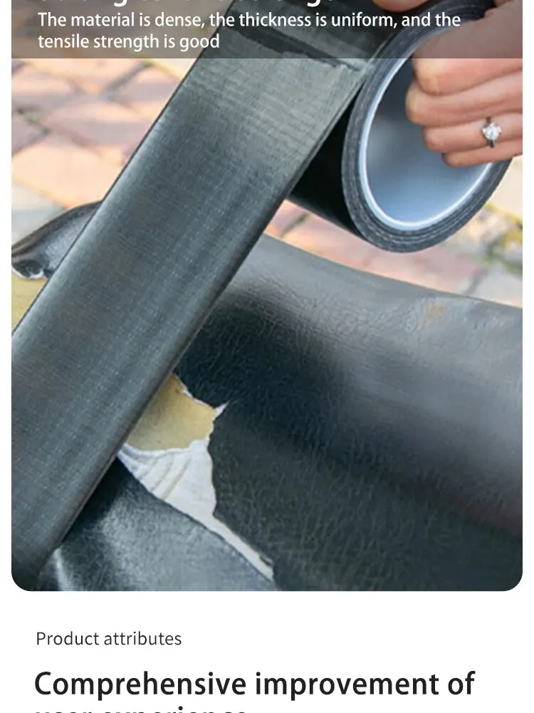 1 Rolle selbstklebender starker Kunstleder-Patch, wasserdicht, PU-Reparatur, Roller, Motorrad, Leder, Stuhl, Sofa-Patch, DIY, Schwarz – Detail 2