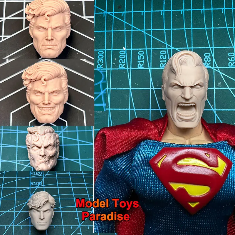 1/12 Maßstab Männer Soldat Superman Kopf formen verschiedene Superhelden verschiedene Ausdrücke Kopf schnitzen passen 6 Zoll Action figur Körper