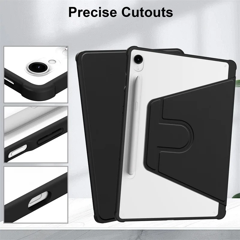 حافظة لهاتف سامسونج جالاكسي تاب S11 S10 لايت S9 FE 10.9 حافظة لجهاز تاب S11 S7 S8 S9 S10 plus FE 13.1 12.4 A9 A11 360 دوارة Funda