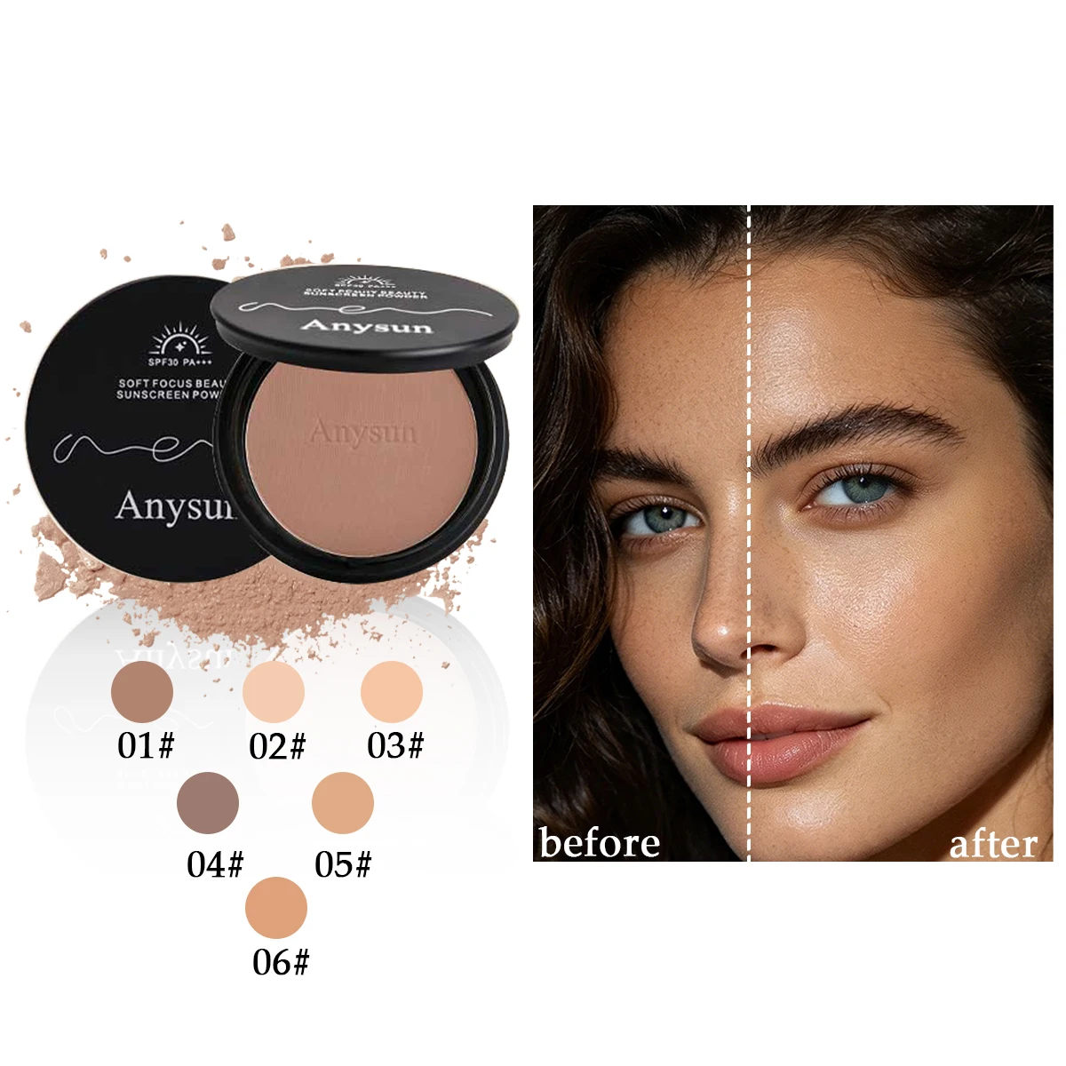 Polvo Protector Solar Soft Focus Beauty, Fijador de Maquillaje Unificador e Iluminador, Control de Grasa No Comedogénico