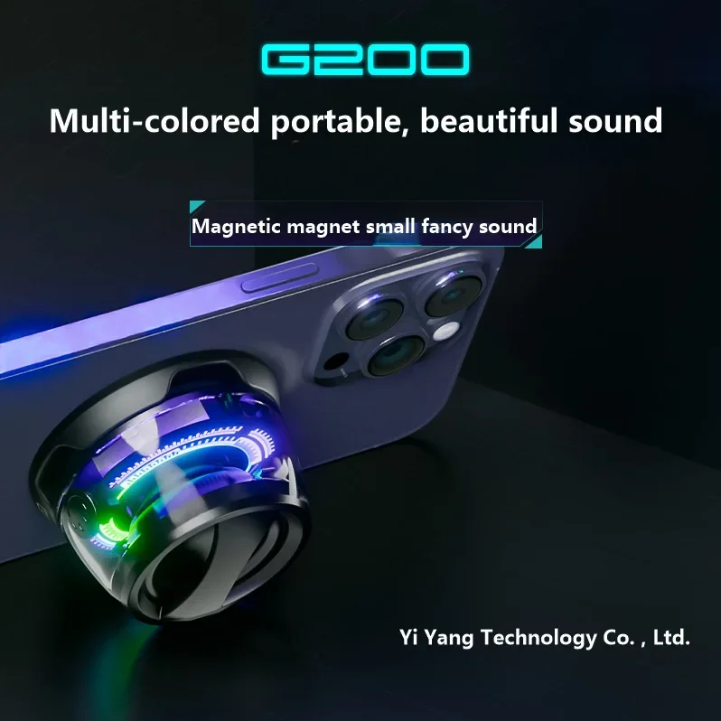 ポータブルBluetoothスピーカー HECATE G200 RGB照明 マグネット式スピーカー BT5.3 ミニサウンドボックス 7時間再生 スマホホルダー