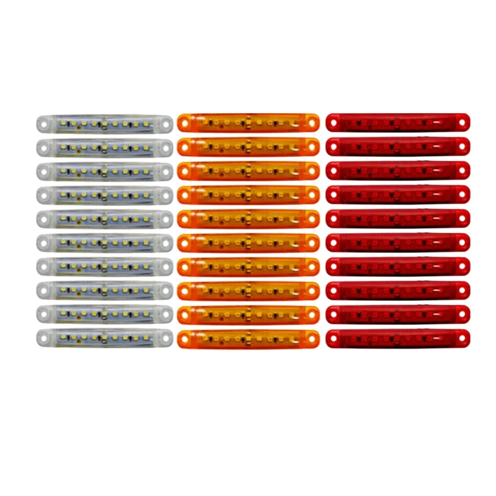 30X Sealed Red Amber White 9 LED Side Marker Lights for Truck Trailer Lorry 4inch Rear Side Lamp