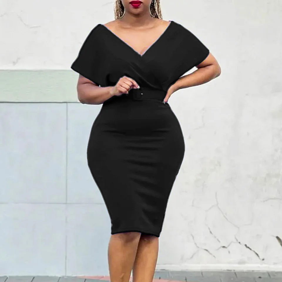 S-3XL African Dresses for Women 2023 Spring Summer Sexy Belt High Waist Bandage Elegant Bodycon Midi Dress African Clothes