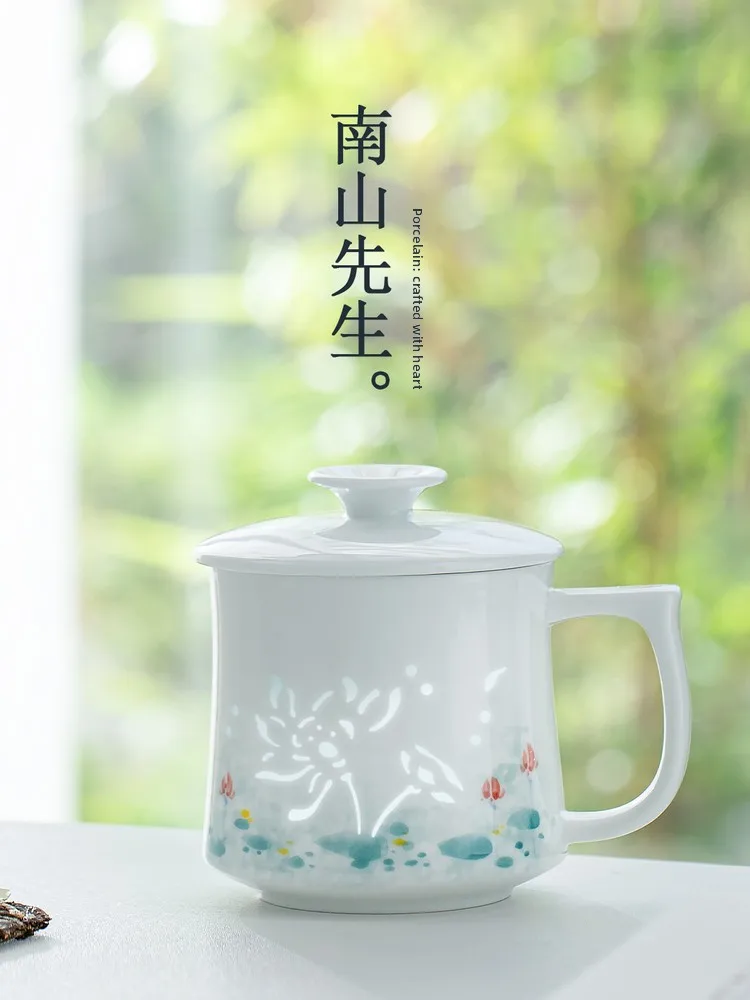 

Керамические кружки Nanshan Master ручной росписи: элитные офисные чашки с крышкой, персонализированные бизнес-кружки премиум-класса для питья воды