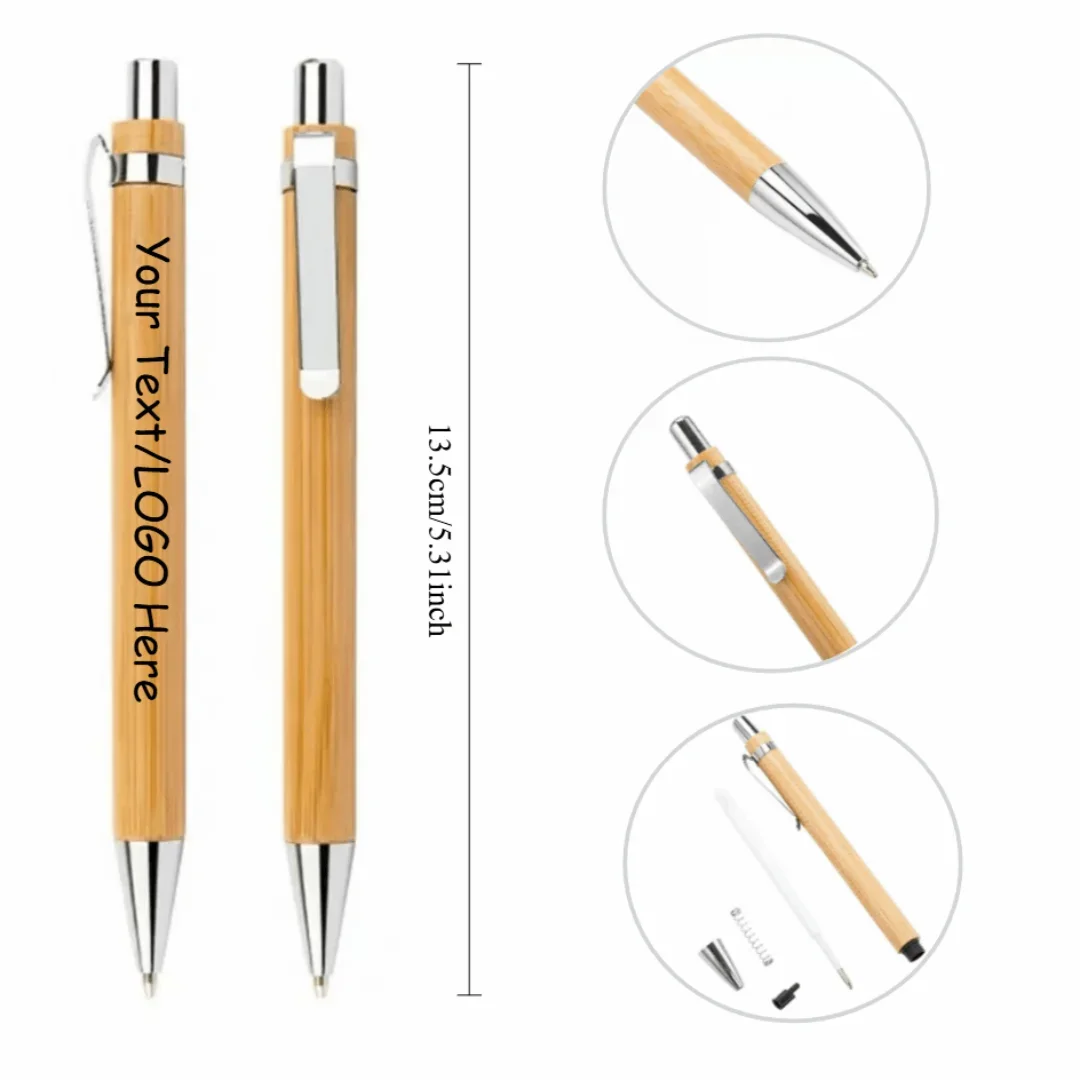36PCS Customizable Bamboo Ballpoint Pens Unique Bridal Party Gifts Sustainable Country Wedding Favors Custom Hotel Meeting Pens