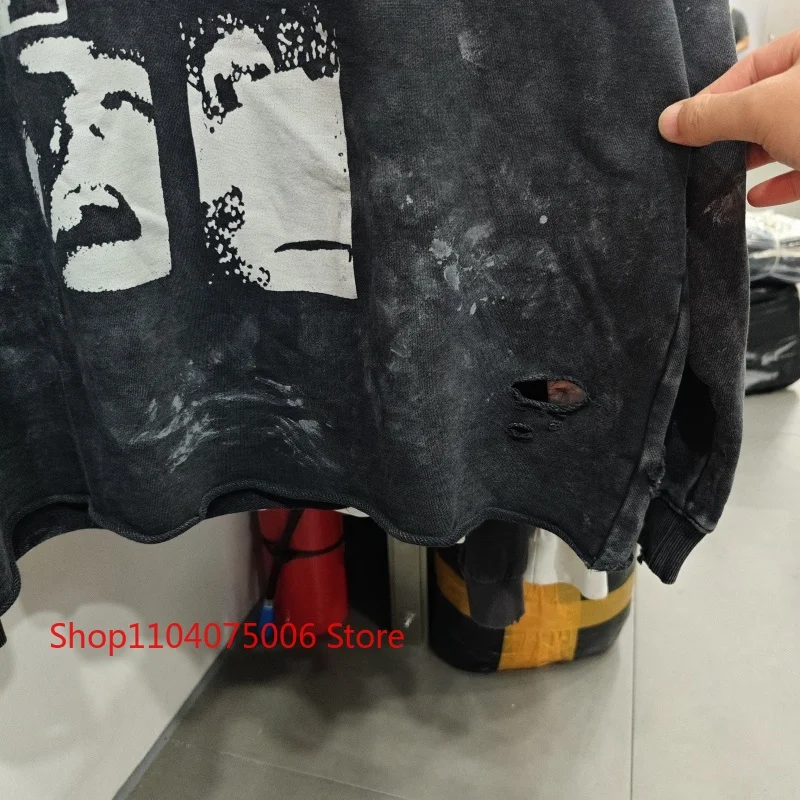 سانت القطن هوديي الرجال الرجعية المتعثرة مجردة طباعة جولة الرقبة الخريف الشتاء البلوز ملابس رياضية كاجوال