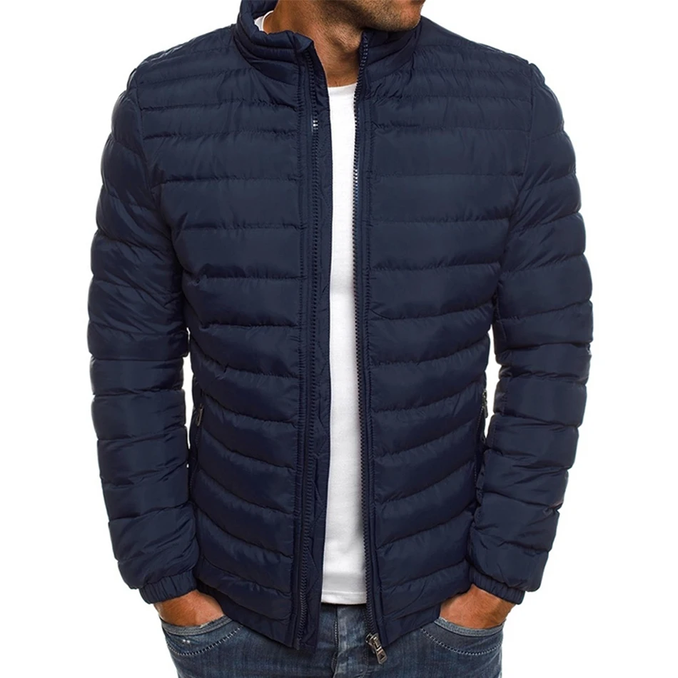 Chaqueta acolchada de algodón para hombre, chaqueta acolchada de algodón, cuello grueso, cosida, 7 colores, cálida, otoño