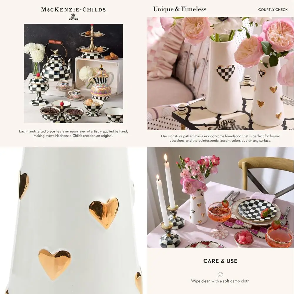 

Элегантная черно-белая клетчатая декоративная короткая ваза