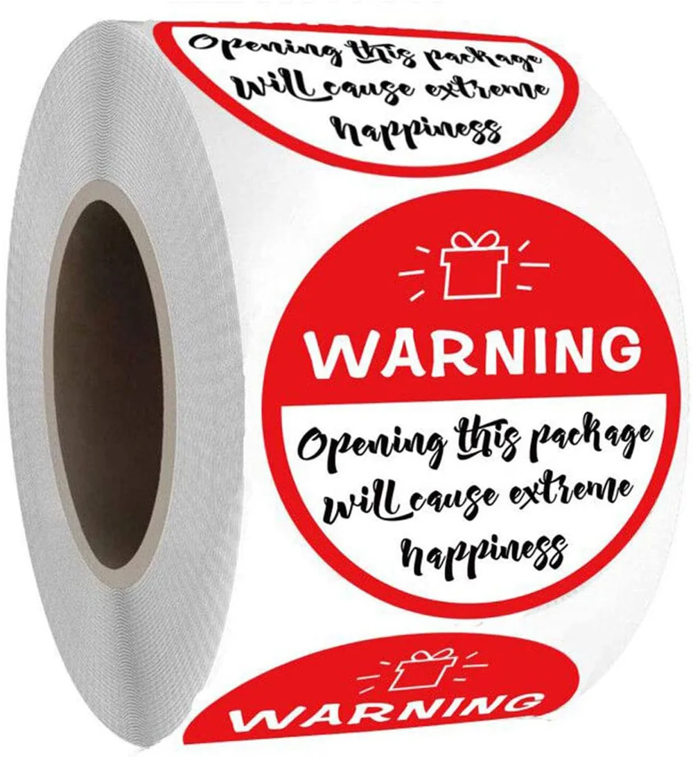 500Pcs/roll Black White Adorable Warning Sticker Labels Extreme Happiness Labels for Business Gift Wrapping Decoration