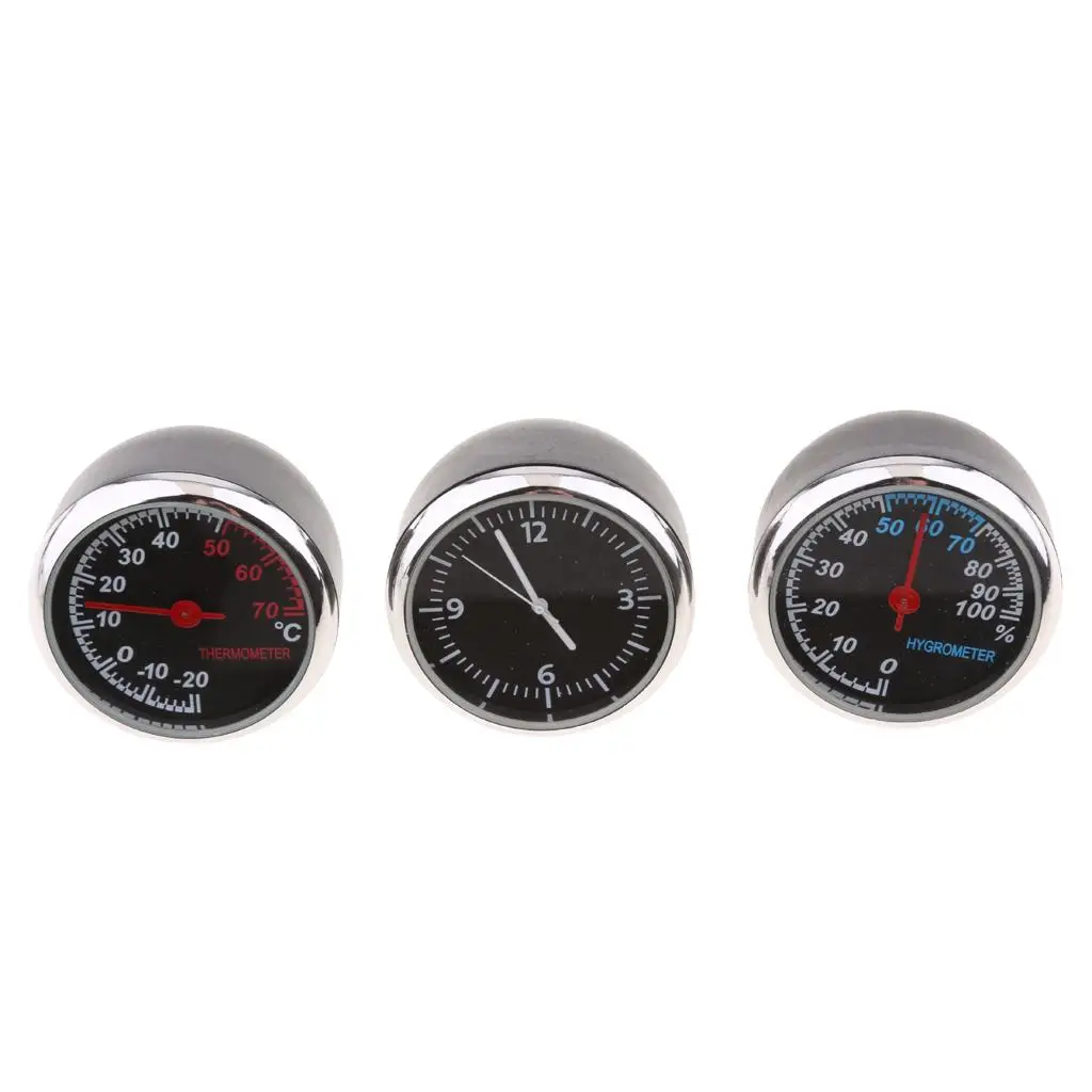 

3Pcs/set Luminous Car Dashboard Clock Hygrometer Small Dash Mount