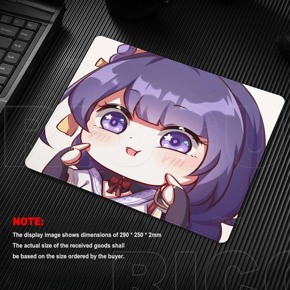 Small Size Mouse Pad Genshin Impact Character Cartoon Raiden Shogun Kamisato Ayaka Rug Anime Cute Computer Keyboard LockEdge Mat
