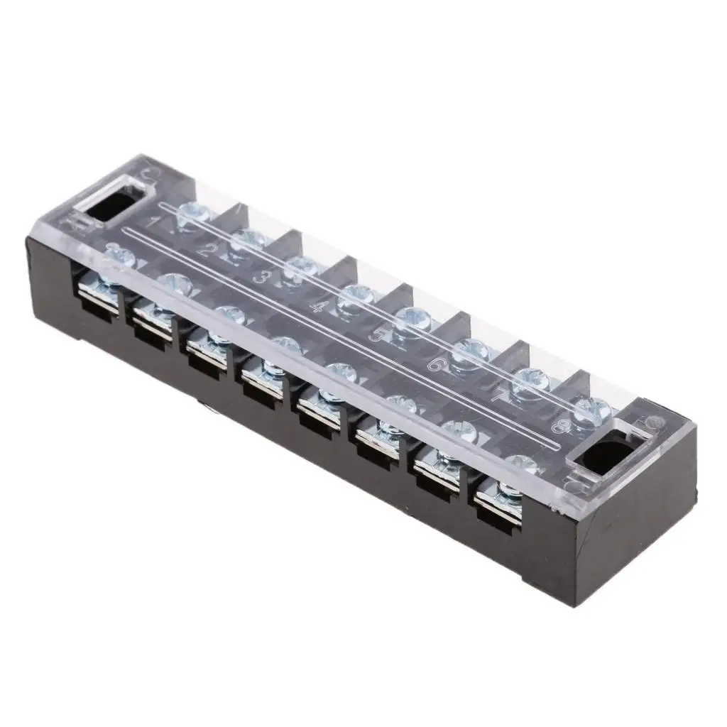 8 Position Double Rows Electrical Wire Connector Strip Screw