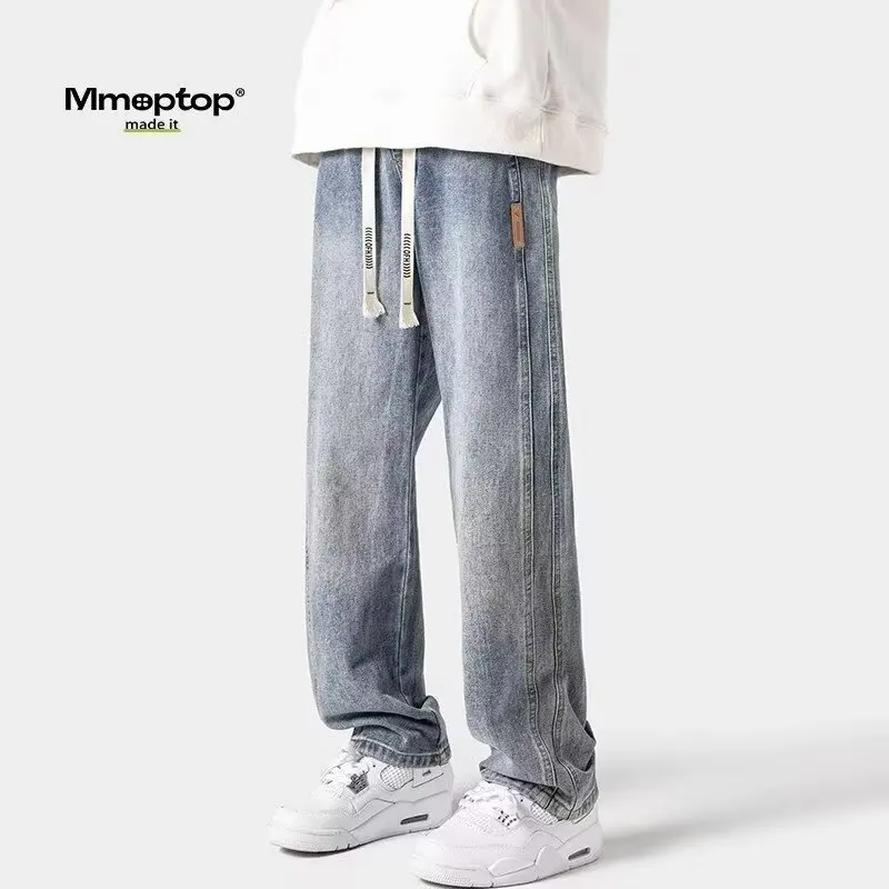 سراويل وسيم للرجال لربيع وصيف جينز مستقيم الساق فضفاض #4