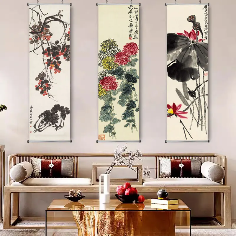 Zen Abstract Traditional Chinese Style Qi Baishi Wall Art Canvas Painting Poster Picture Print For Office Living Room Home Décor