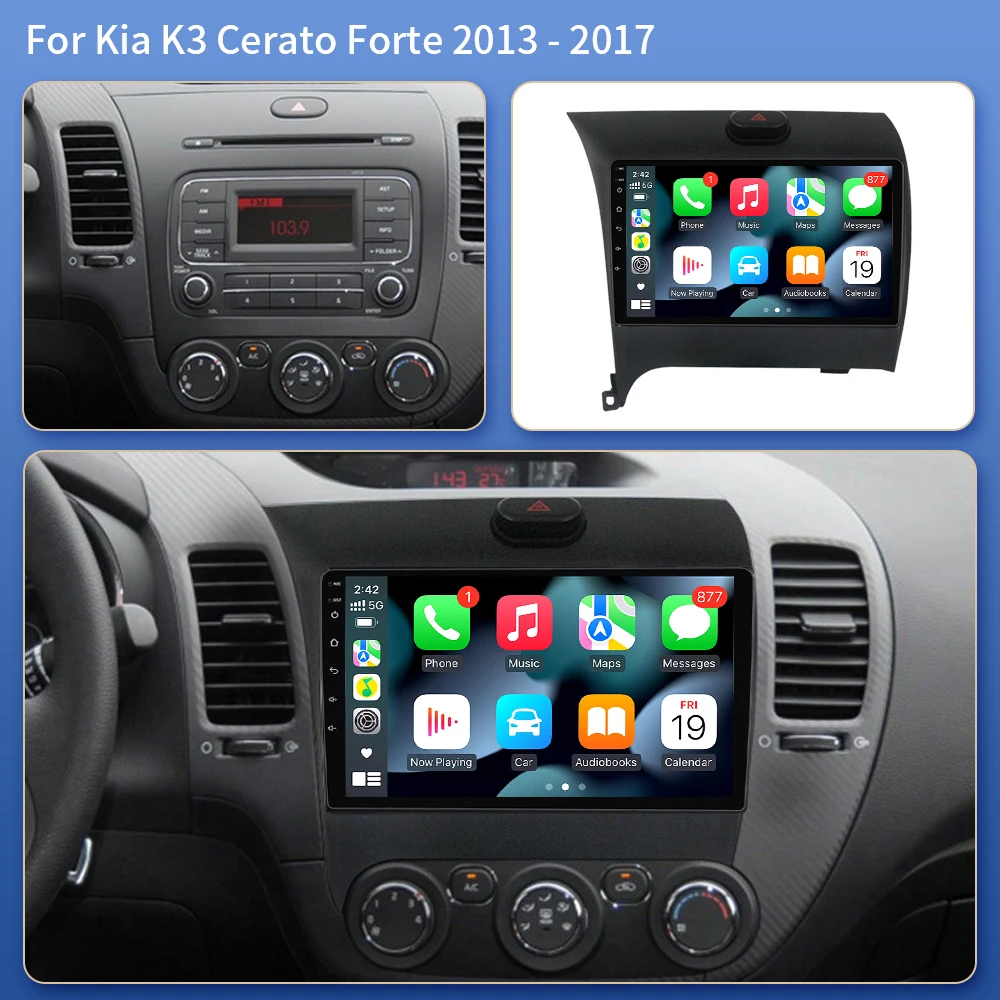 For Kia K3 Cerato Forte 2013-2017 Multimedia Video Player 2din Android 16 Carplay Radio Stereo GPS 5G WIFI Car Multimedia Video