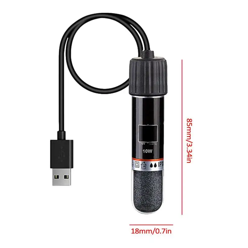 10W USB Mini Aquarium heating rod for Small Fish Tank  Constant Temperature Aquarium Heater Submersible Thermostat Heater