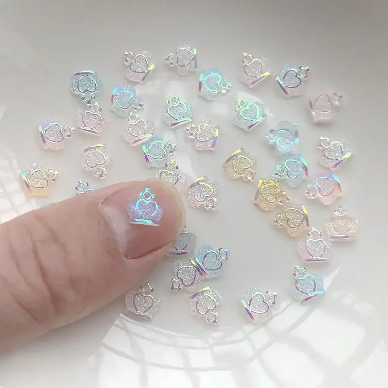 100pcs 7mm  crown Nail Art Design Rhinestones Flat Back Resin Gems Crystal Stones Beads for DIY Crafts -HF29