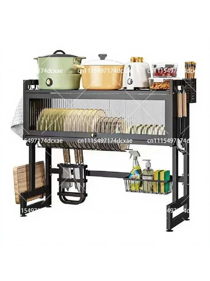 Dust-Proof Kitchen Sink Shelf Dishwasher Cupboard Countertop Storage Multifunctional Drain Rack Organizer