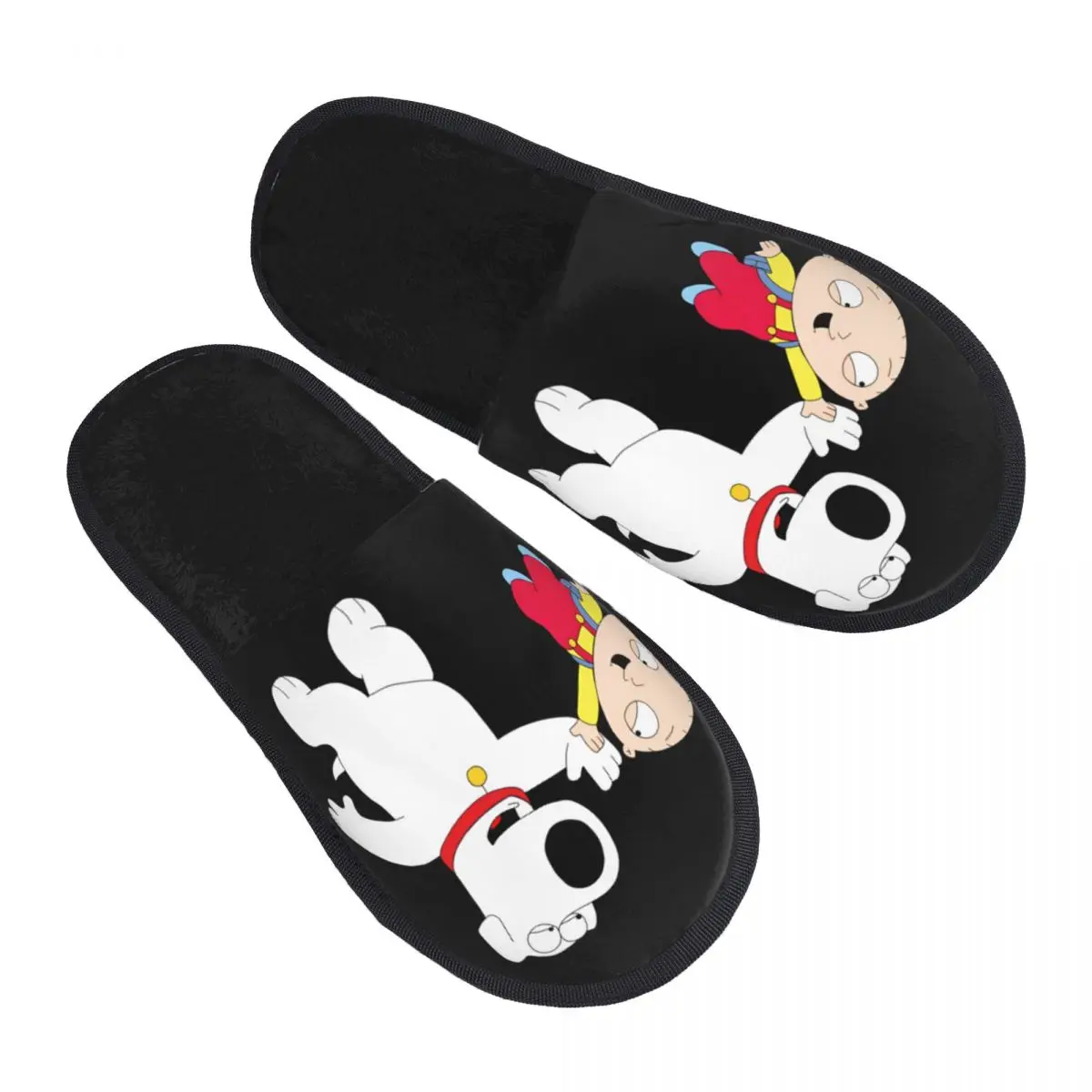 Custom Families House Slippers Women Cozy Memory Foam Stewie and Brian Slip On Spa Slipper Shoes