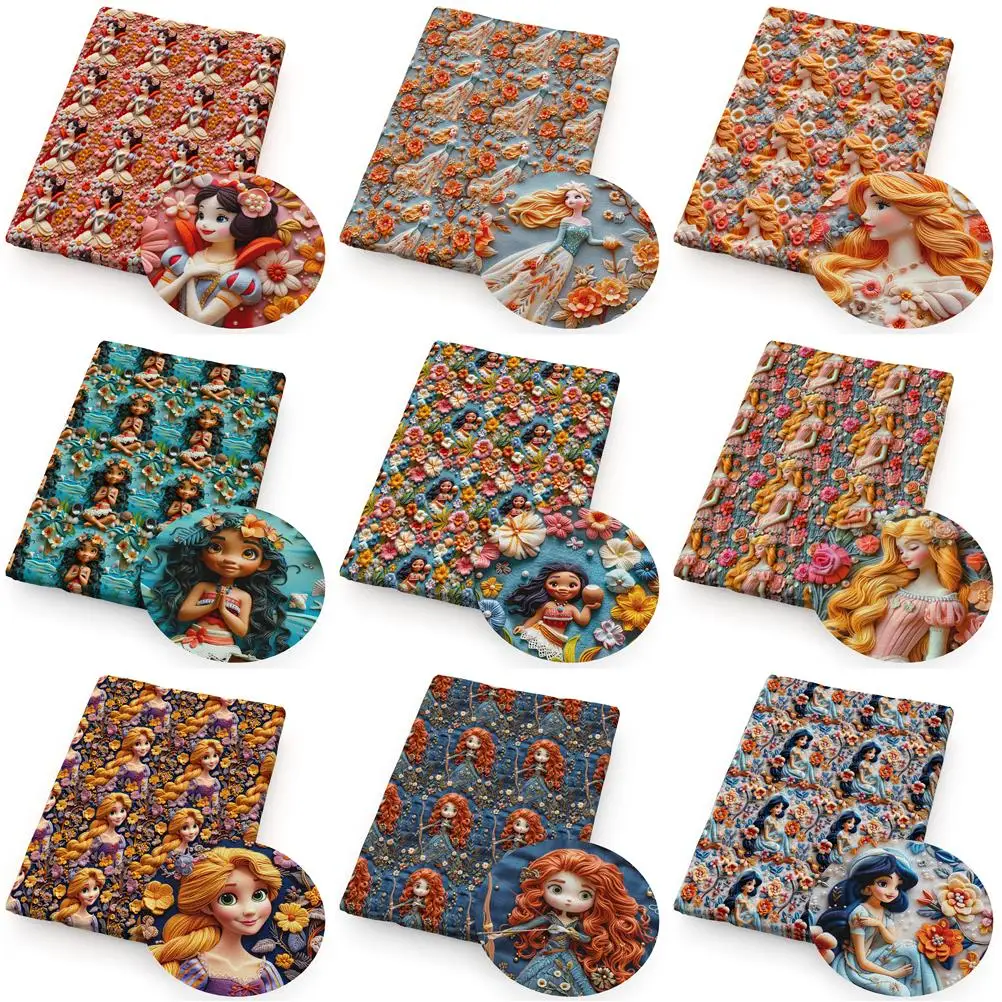 

50*145cm Disney Princess Polyester Cotton Fabric Tissue Sewing Quilting Needlework DIY Cloth