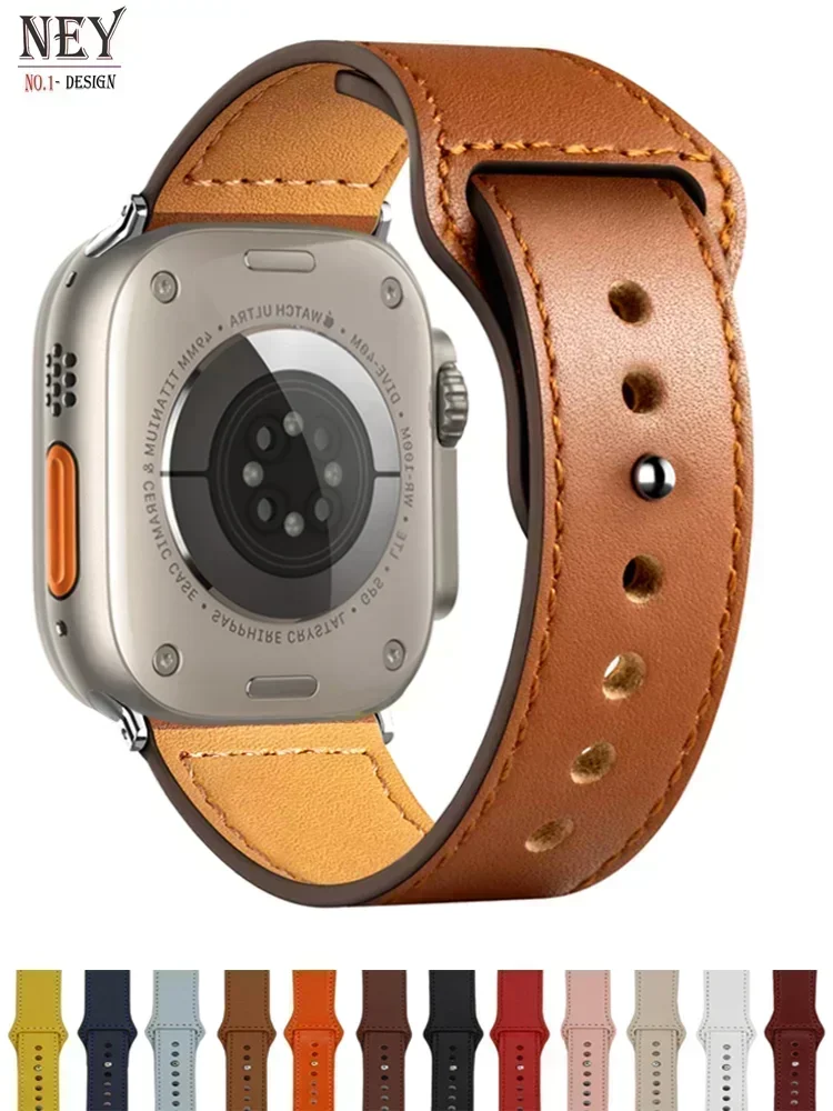 Leather band For Apple watch straps 41mm/45mm 42mm 46mm 40-44mm sport loop bracelet iWatch series 10 9 8 7 4 5 6 se Ultra 2 49mm