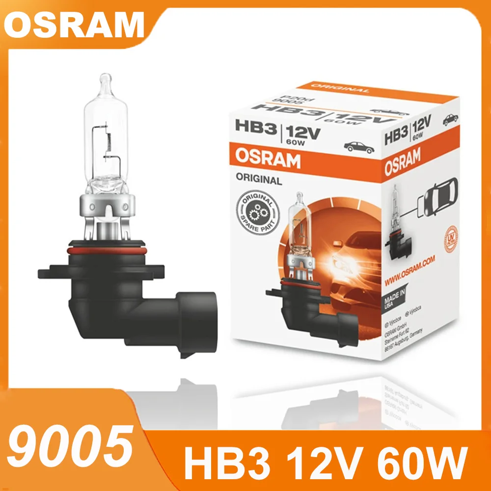 

OSRAM 9005 HB3 12 в 60 Вт P20d Оригинальная Автомобильная галогенная фара автомобильная лампа 3200K 1700 лм стандартная лампа OEM сделано в США