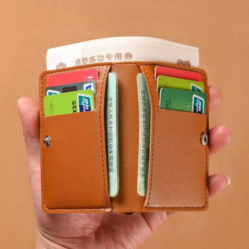 Portacarte minimalista in pelle PU – Portafoglio sottile per uomo e donna con tasca portamonete