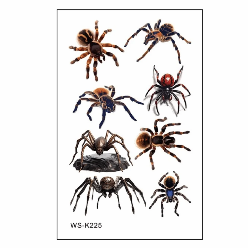 Waterproof Halloween Temporary Tattoo Realistic Terrifying Halloween Face Tattoo Disposable Spider Tattoo Body Decoration