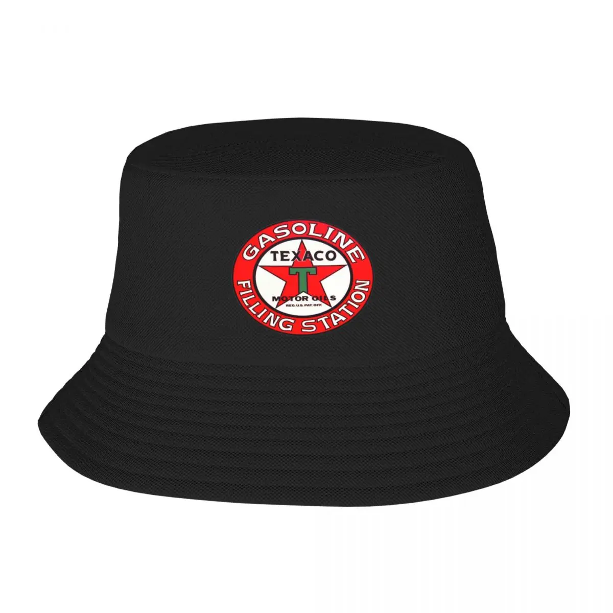 Texaco Gasoline Filling Station Red Round Tin Sign Bucket Hat tea Hat Golf Hat Women's Men's