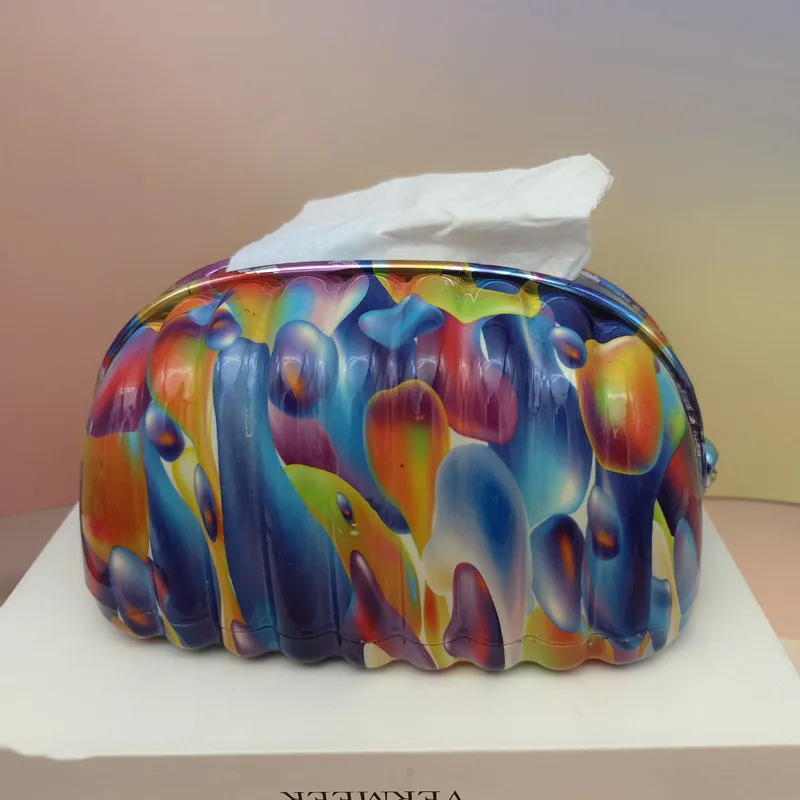 Creative Graffiti Colorful Art Tissue Box, Living Room Decoration Napkin Organizer, Kitchen Tissue Dispenser, Resin Crafts