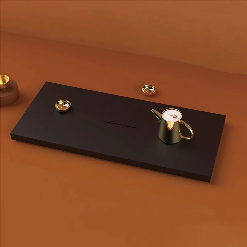 

Black Hospitality Tea Tray Dining Living Room Tableware Rectangle Chinese Stone Luxury Tea Tray Accessories Bandejas Teaware