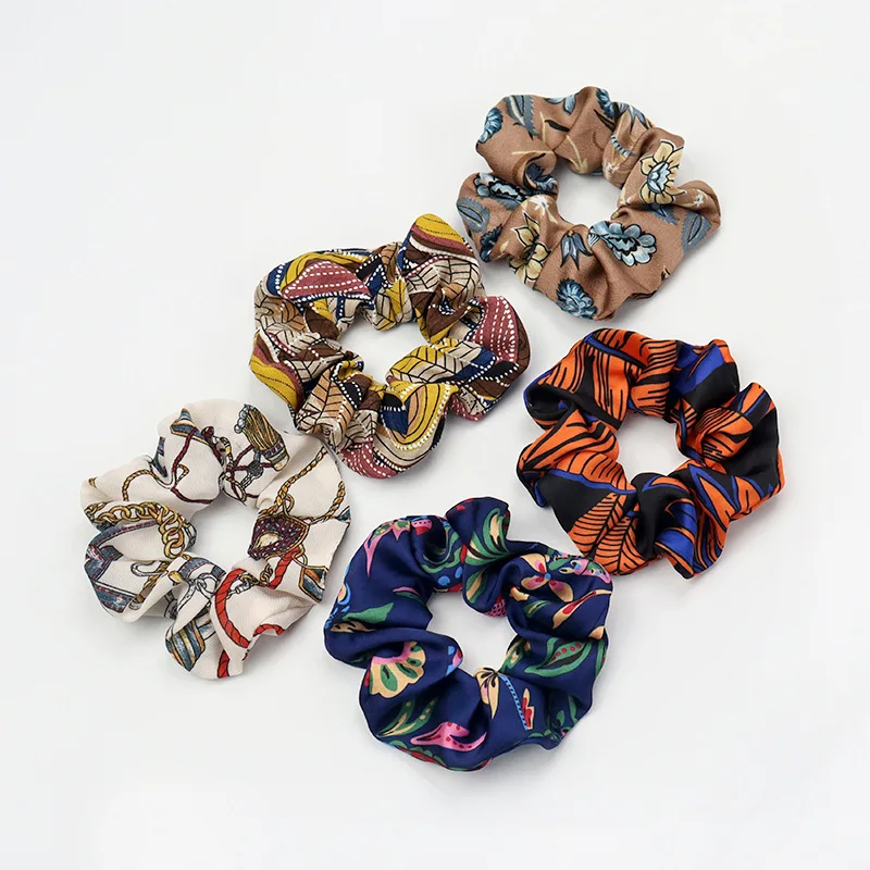 1/5Pack Hair Scrunchies Set Fashion Simple Basic Elastic Hair Bands Ponytail Holder Dot Stripe Scrunchie Hair Tie For Girl Women