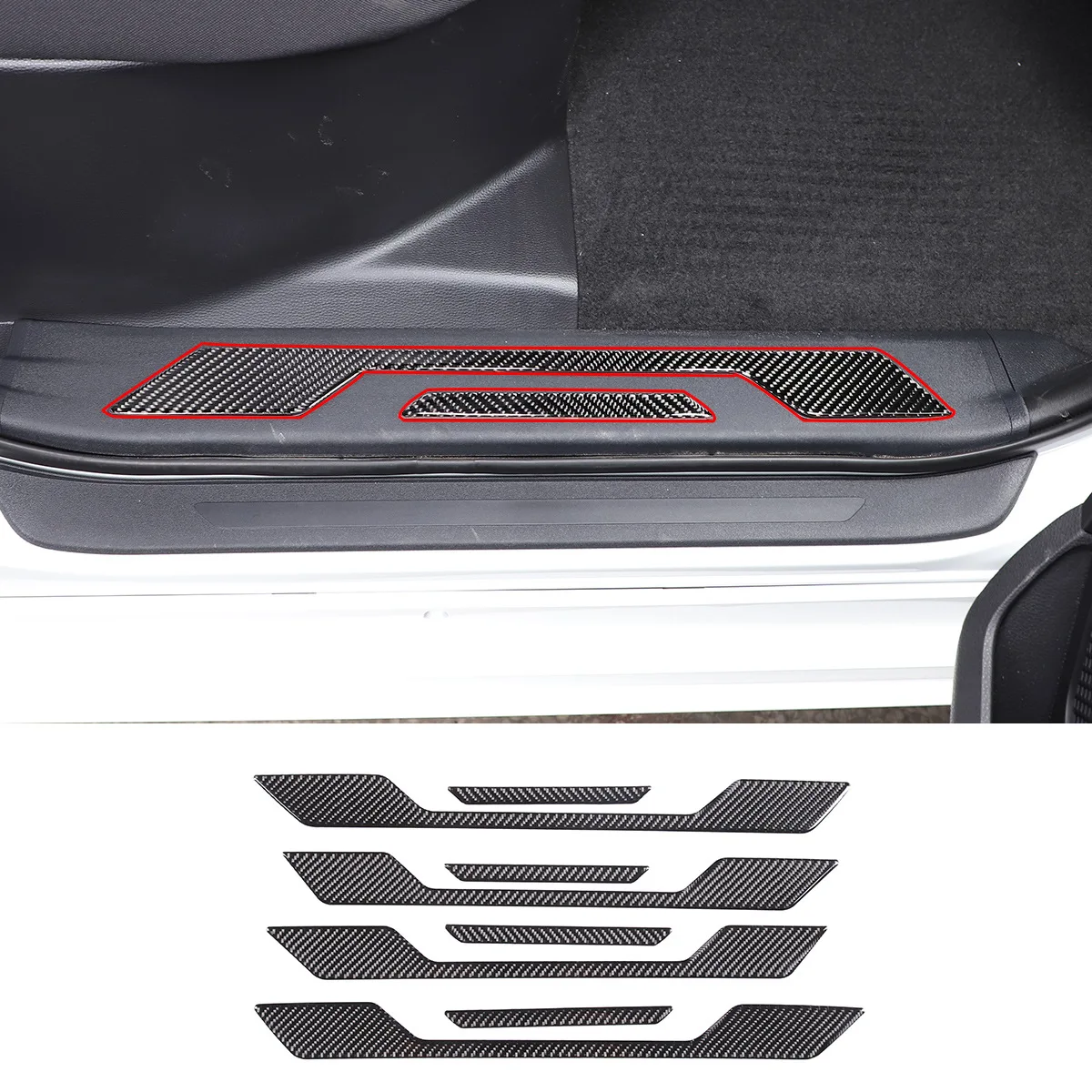 

built-in threshold strip stickers, For 22-23 Toyota Tundra real carbon fiber soft car supplies