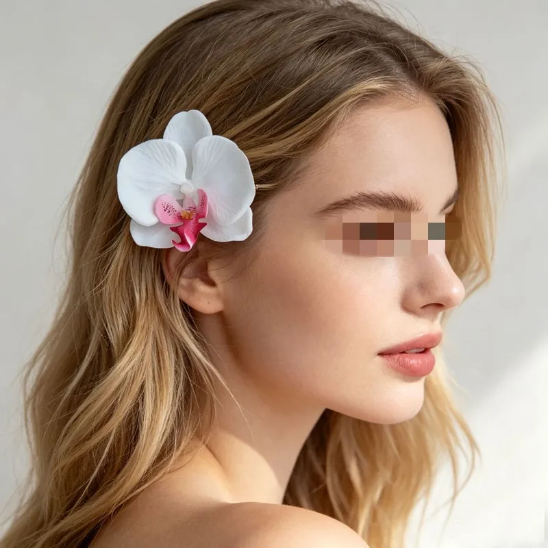 8.5cm Orchid Hair Clip For Woman Artificial Flower Hairpins Cute Wedding Party Hair Accessories Gifts