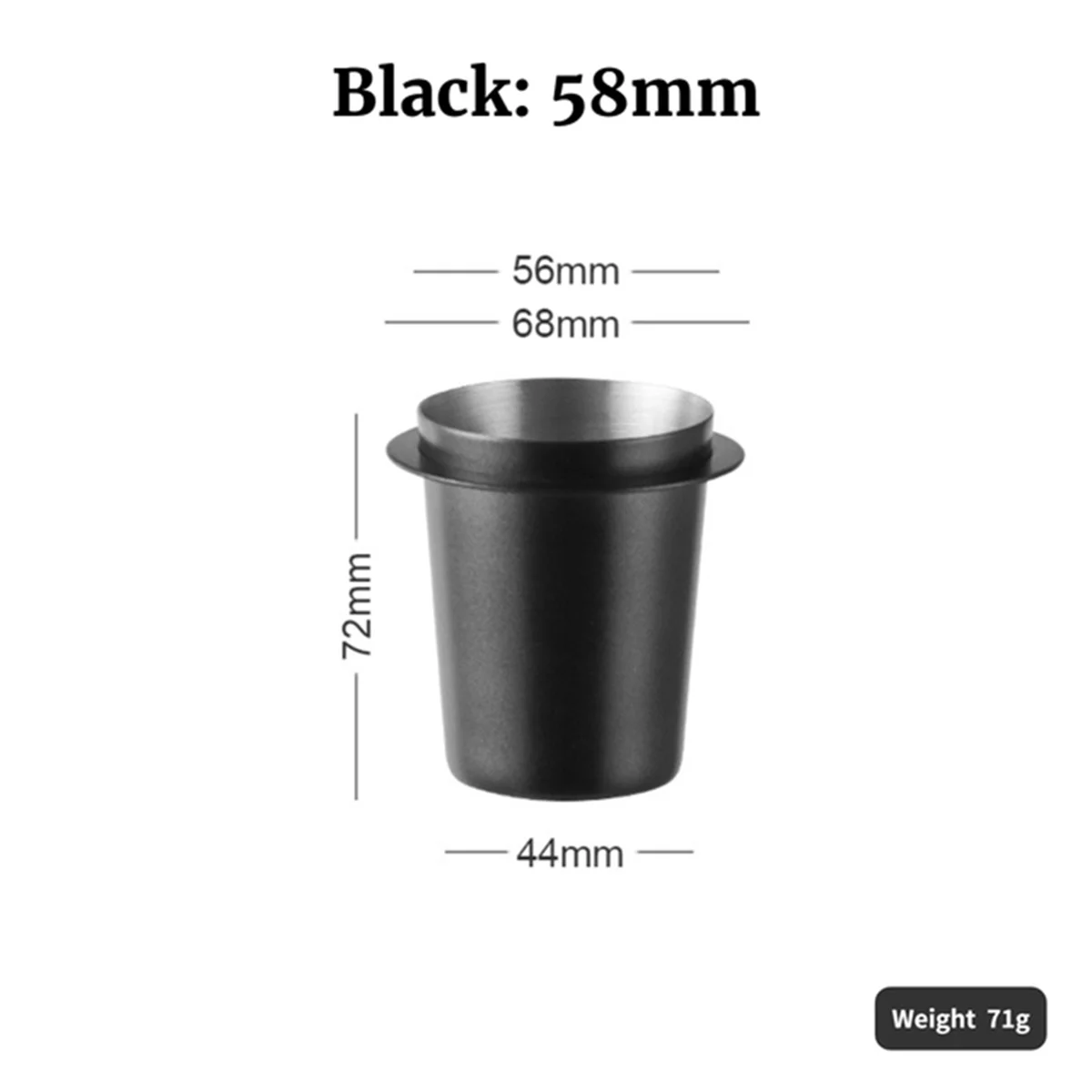 Black 58mm Coffee Dosing Cup Stainless Steel Coffee Cup Transport Cup Stainless Steel Universal Powder Collector