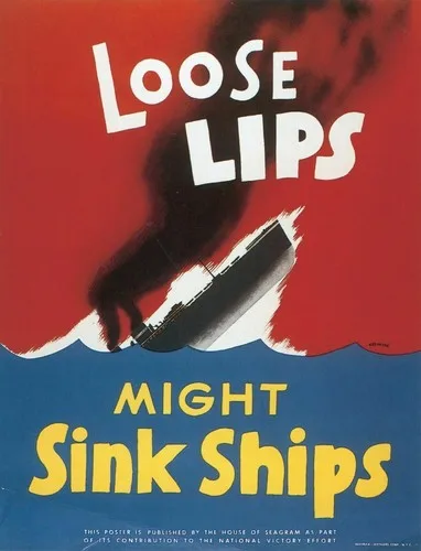 Loose Lips Might Sink Ships War Propaganda Metal Sign Plaque Pub Bar Man Cave