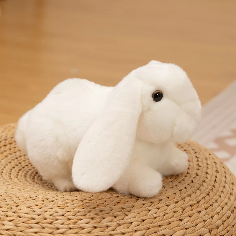 Cute White Plush Rabbit Toy With Long Floppy Ears And Black Eye Soft Stuffed Kawaii Bunny Cuddly Sweet Home Collectible