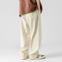 2025 Summer Men's Trousers Cotton Linen Fashion Casual Pants Solid Color Breathable Loose Shorts Straight Pants Streetwear M-5XL