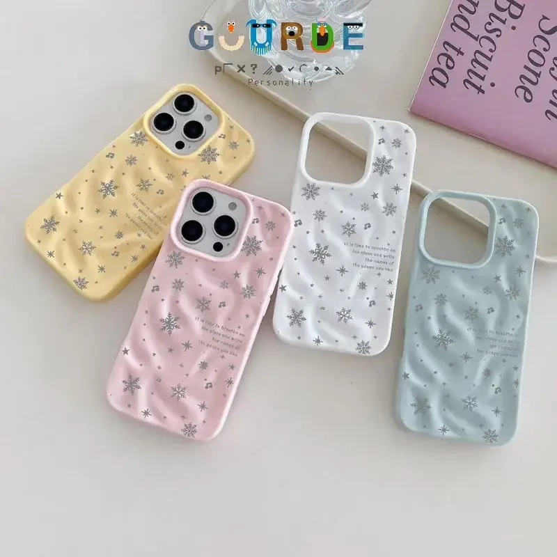 

Gourde Fashion Snowflake Patterns Water Ripple Phone Case for Iphone 16 15 14 12 13 11 Pro Max Plus Shockproof Phone Cover