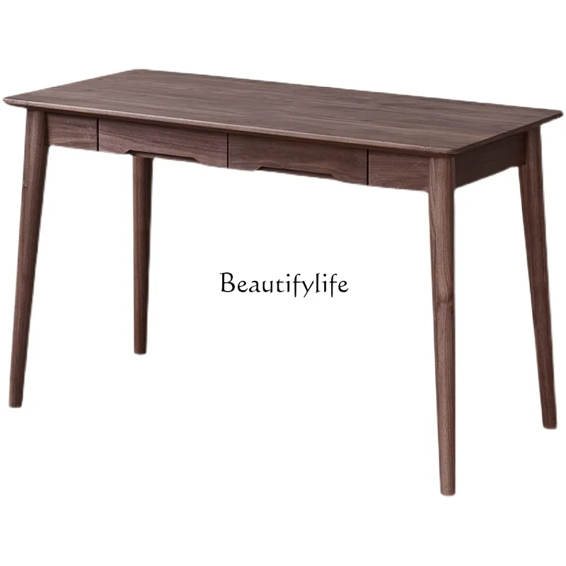 

North American Black Walnut Solid Wood Desk Nordic Modern Minimalist Office Table Household Small Apartment