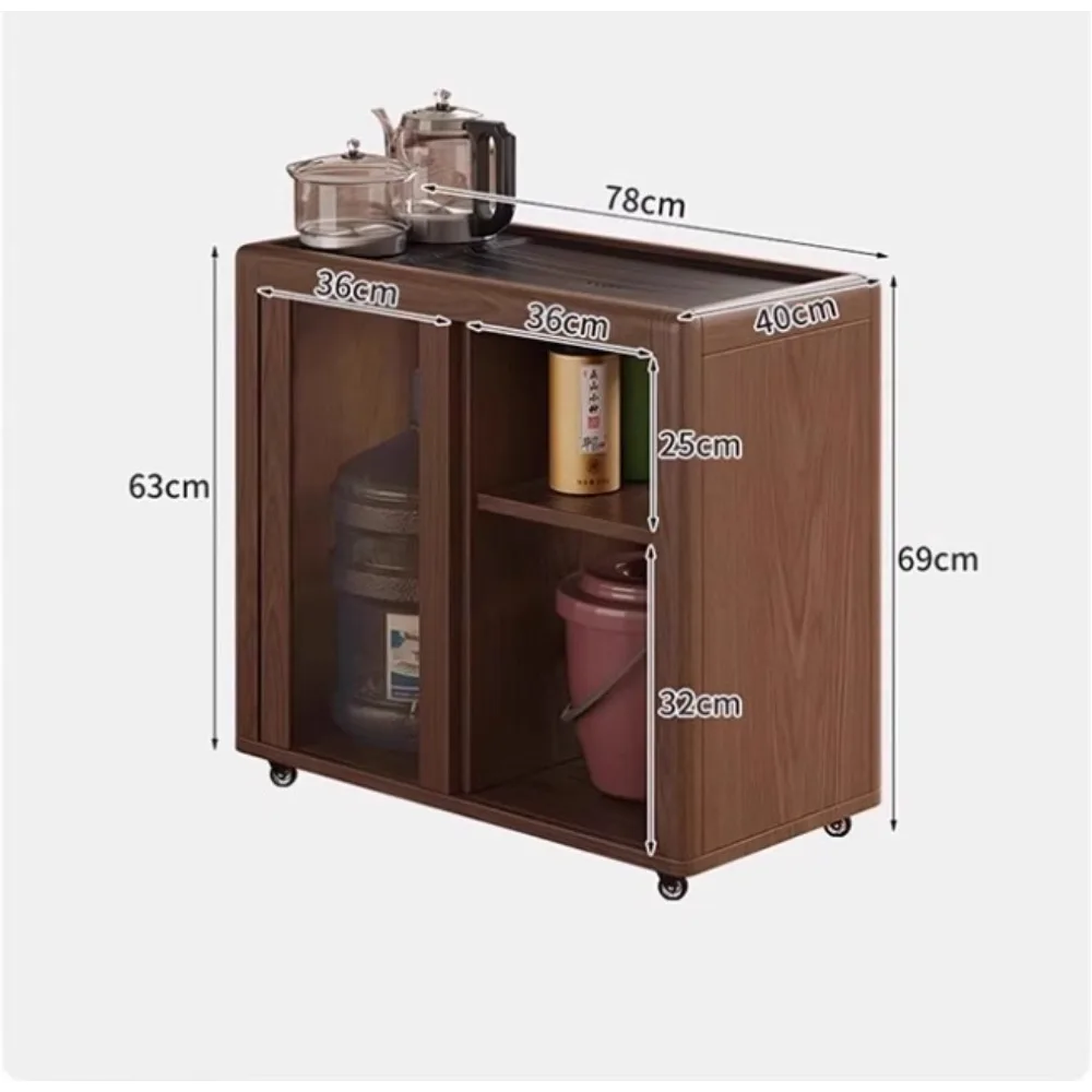 

Solid wood mobile tea cabinet rack household living room sofa side cabinet