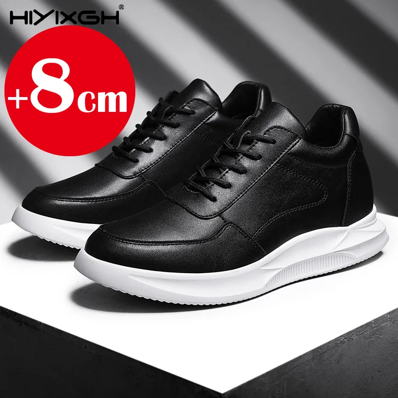Elevator shoes for man height increase 6cm 8cm 2024 Luxury Brand sneaker Genuine Leather Men's Hidden Heels Casual Shoe Heights