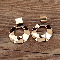 New Vintage Metal Round Big Earrings for Women Golden Silver Color Circle Geometric Statement Fashion Brincos Jewelry Earrings