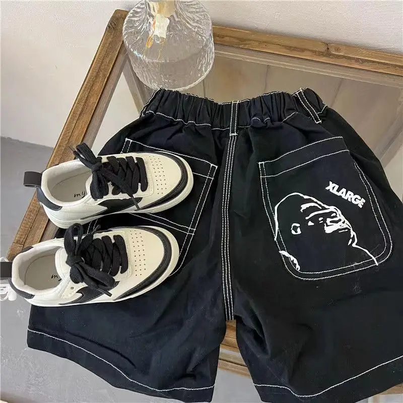 Children's Shorts 2023 Summer New Boys And Girls Cartoon Thread Cotton Casual Pants Baby Korean Fashion Capris Kids