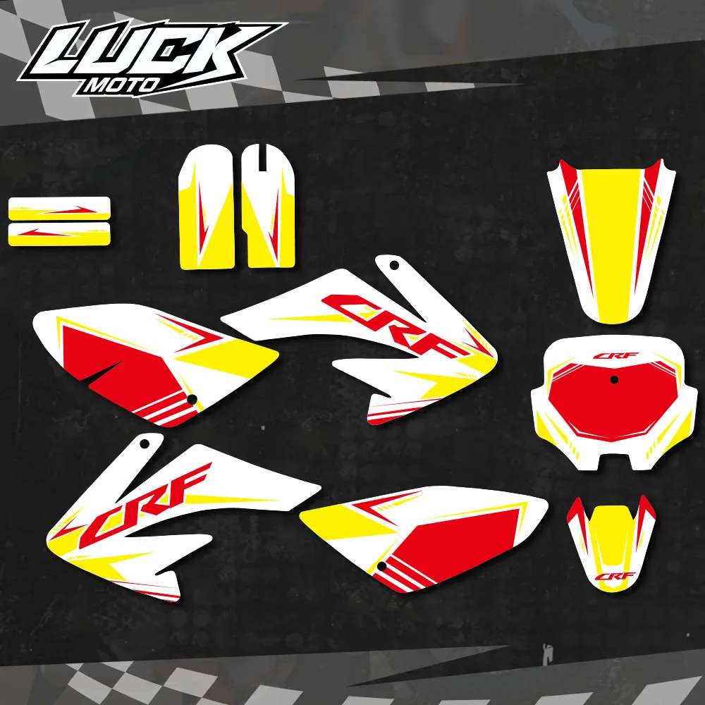 LUCKMOTO For Honda CRF70 CRF 70 2004 -2007 2008 2009 2010 Full Graphics Background Decals Stickers Motorcycle Protector Stickers