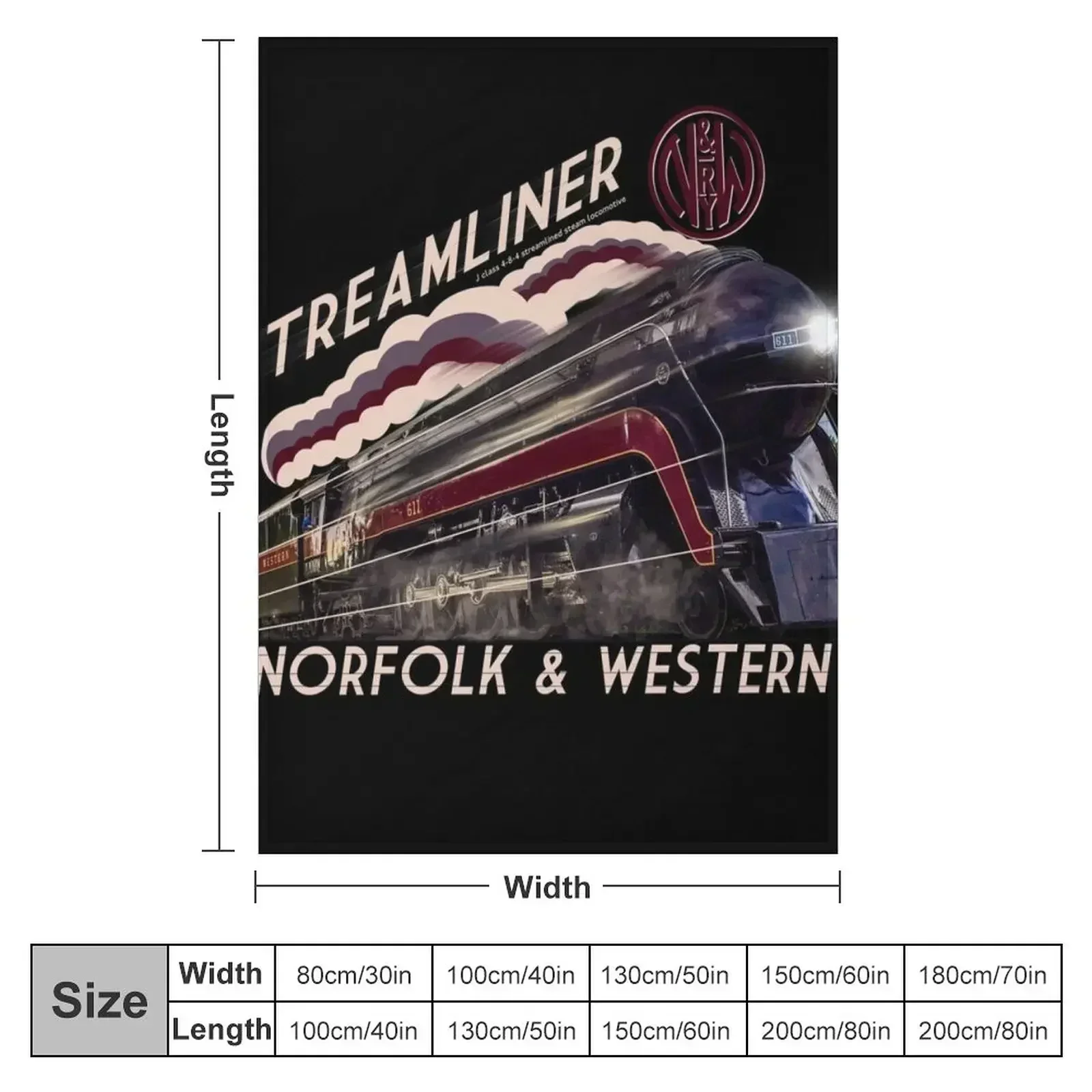 The Gorgeous Norfolk and Western Streamliner Steam Train Locomotive Engine Throw Blanket Custom Decoratives Blankets